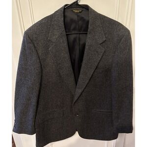 100% Pure Wool Palm Beach Men's Blazer Vintage Union Made 44r Gray